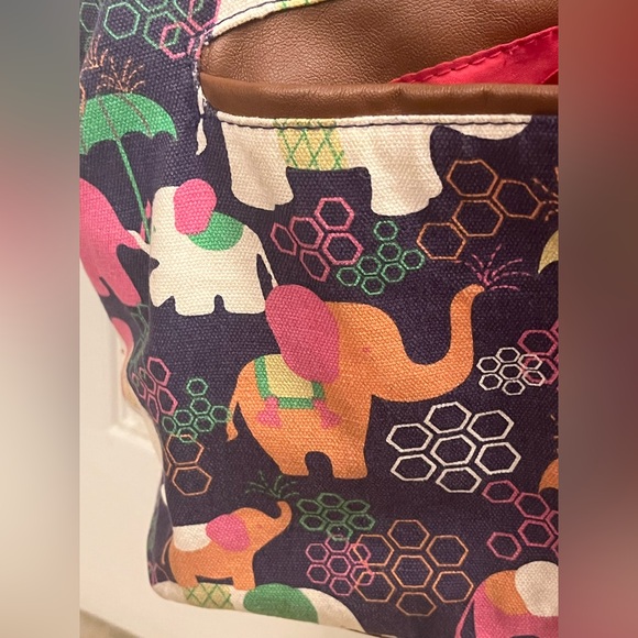 Lily Bloom Handbags - Colorful Elephant Print Tote Bag